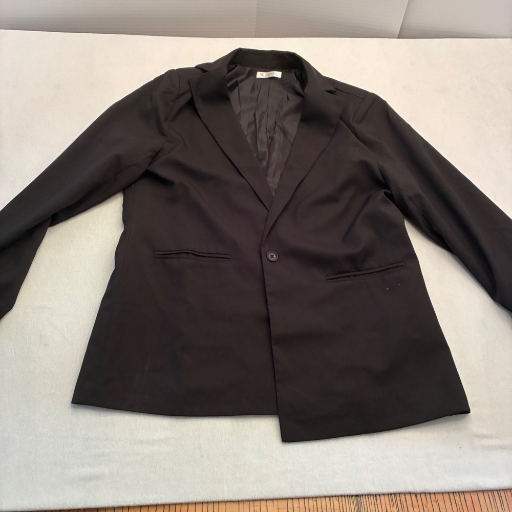 KIRUNDO Womens Classic Black Single Button Blazer Jacket Size Large L Prof